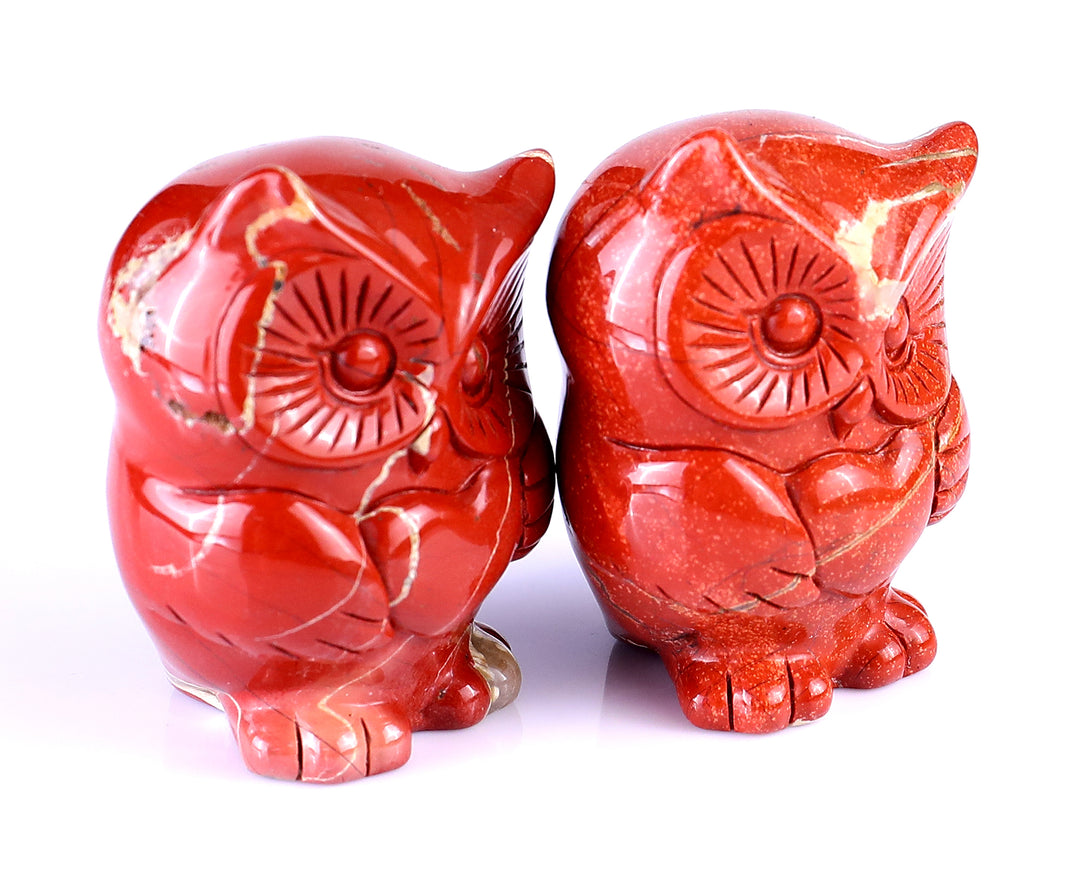 2.0" Red Jasper Hand Carved Crystal Owl Sculpture crysvibe