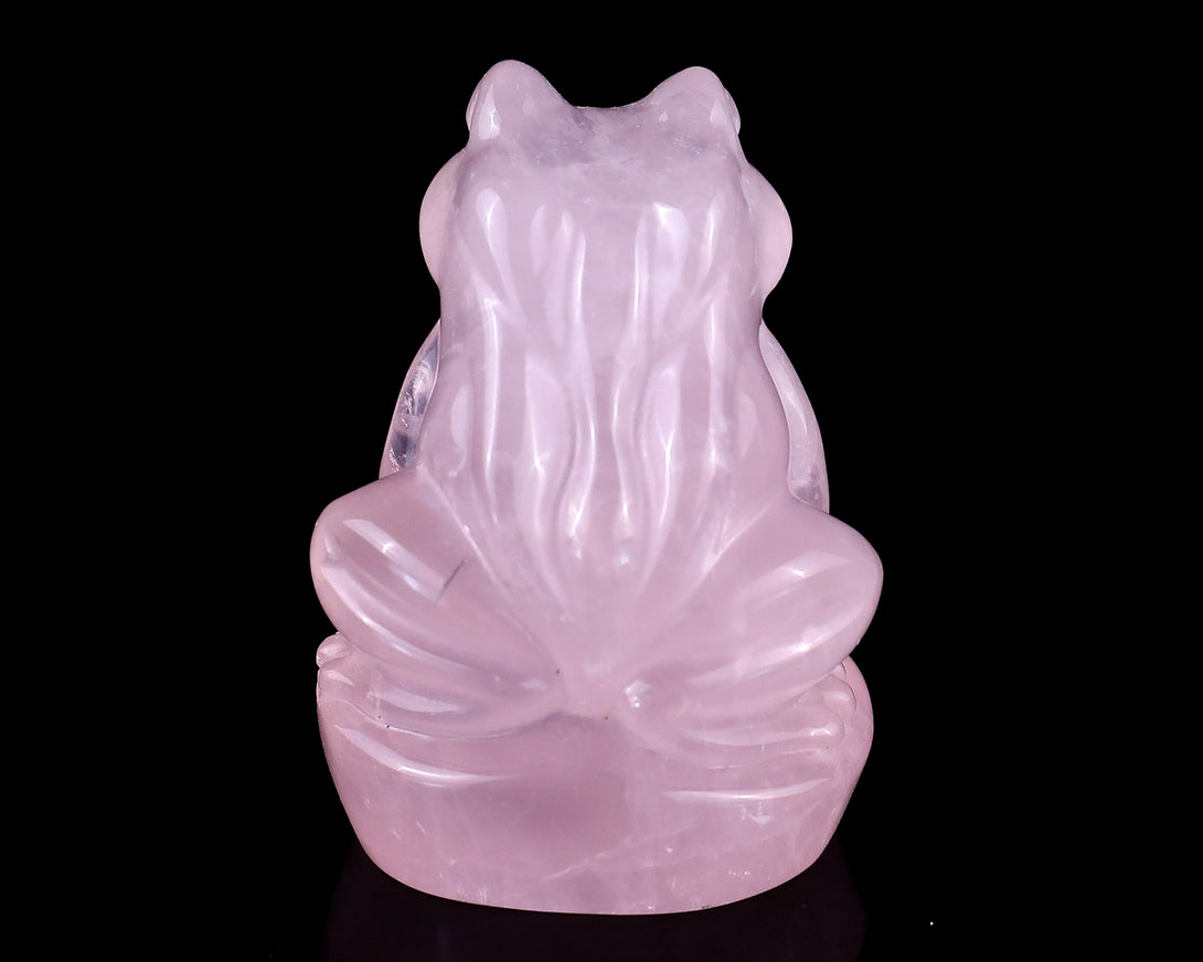 2.0" Rose Quartz Hand Carved Crystal Frog Sculpture crysvibe