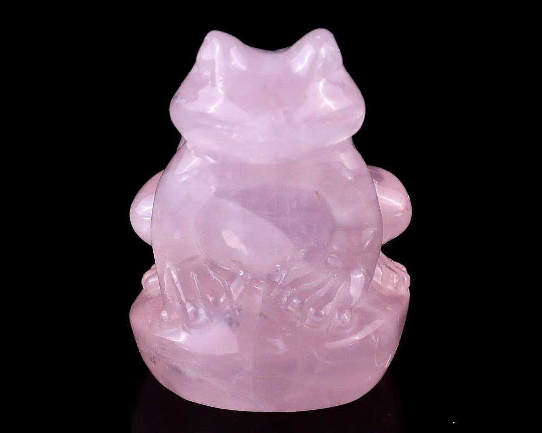 2.0" Rose Quartz Hand Carved Crystal Frog Sculpture crysvibe