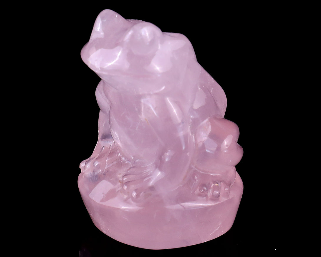 2.0" Rose Quartz Hand Carved Crystal Frog Sculpture crysvibe