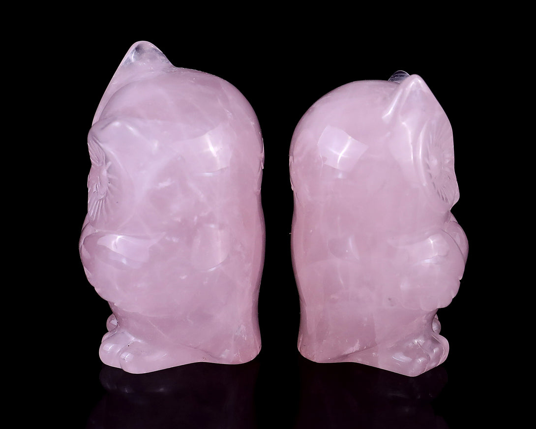 2.0" Rose Quartz Hand Carved Crystal Owl Sculpture crysvibe