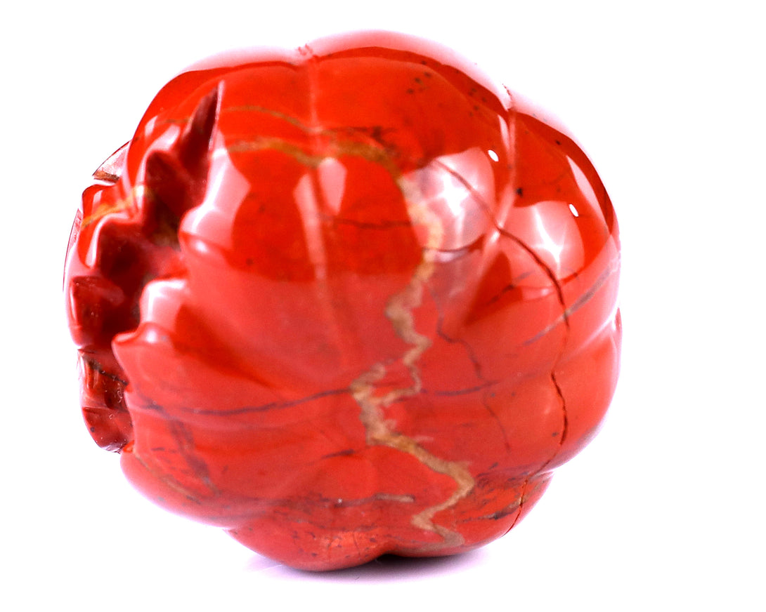 2.2” Natural Red Jasper Hand Carved Crystal Pumpkin Sculpture, Halloween Gift crysvibe