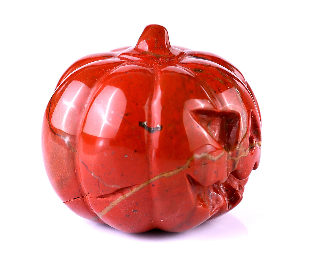 2.2” Natural Red Jasper Hand Carved Crystal Pumpkin Sculpture, Halloween Gift crysvibe