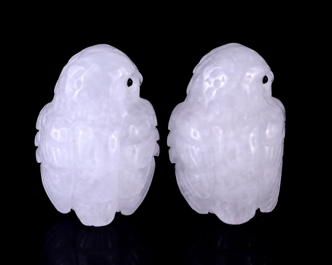 2.3" Angolan Quartz Hand Carved Crystal Owl Sculpture crysvibe