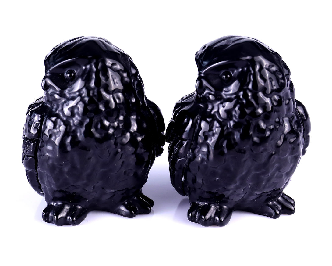 2.4" Black Obsidian Hand Carved Crystal Owl Sculpture crysvibe