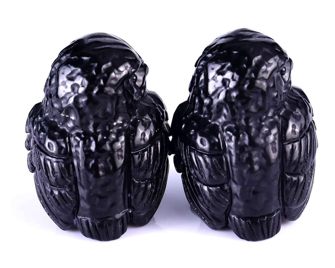 2.4" Black Obsidian Hand Carved Crystal Owl Sculpture crysvibe