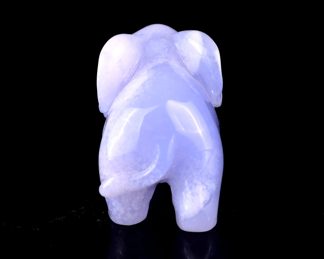 2.4" Blue Chalcedony Hand Carved Crystal Elephant Sculpture crysvibe