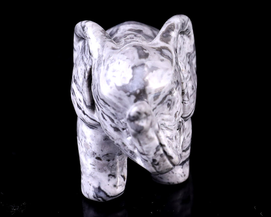 2.4" Map Jasper Hand Carved Crystal Elephant Sculpture crysvibe