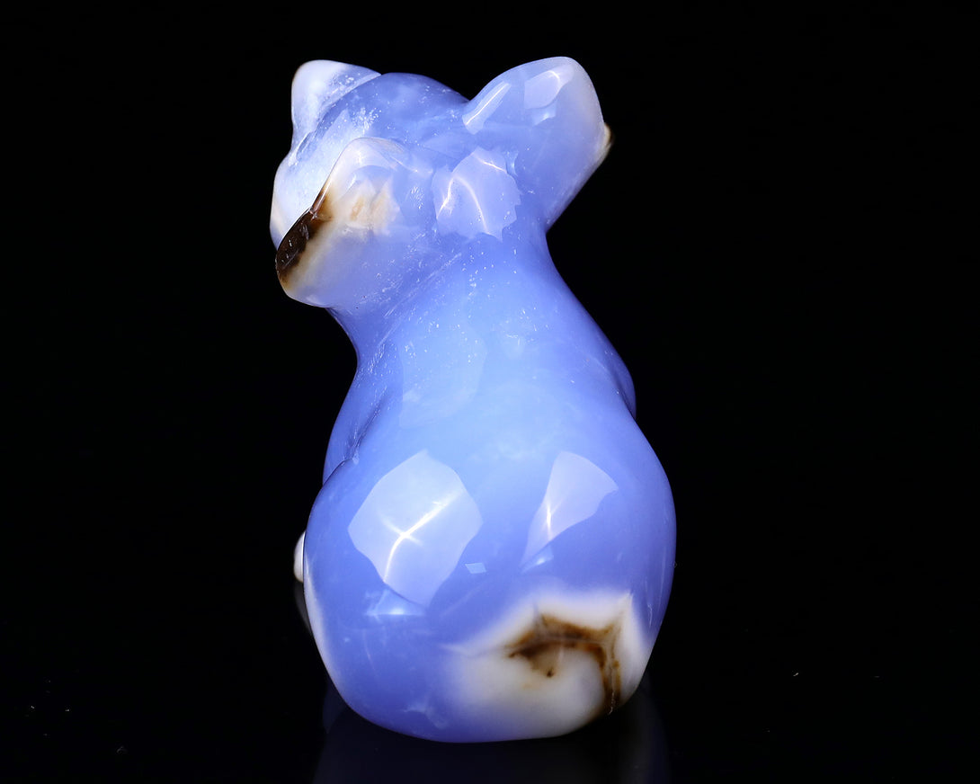 2.7" Blue Chalcedony Hand Carved Crystal Koala Sculpture crysvibe