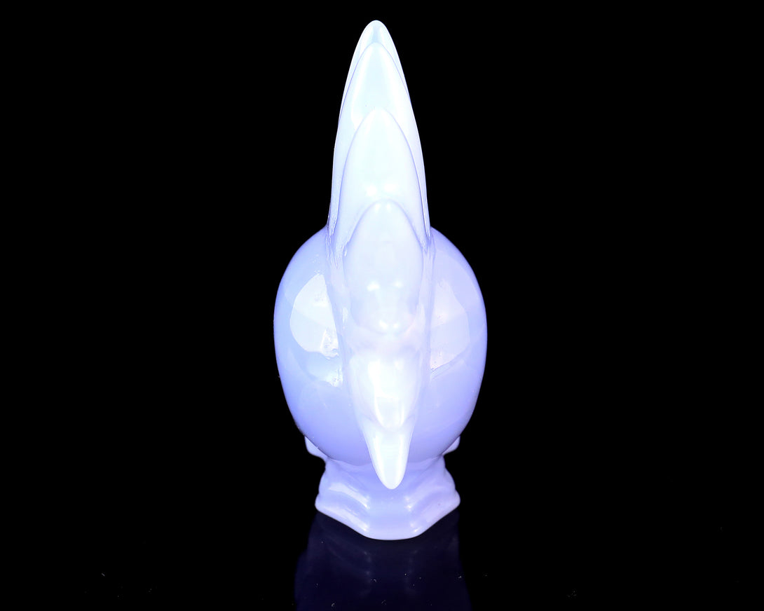 2.7" Blue Chalcedony Hand Carved Crystal Realistic Punk Skull Sculpture crysvibe