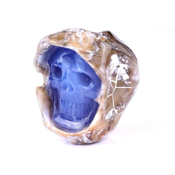 2.7" Blue Chalcedony Hand Carved Mineral Specimen Skull Sculpture crysvibe