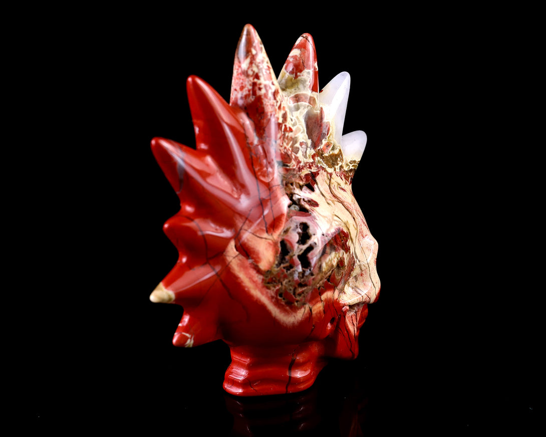 2.7" Red Jasper Hand Carved Crystal Realistic Punk Skull Sculpture crysvibe