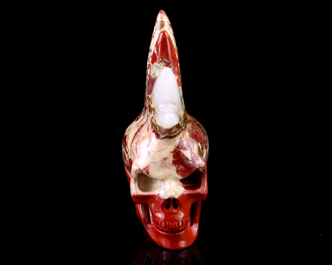 2.7" Red Jasper Hand Carved Crystal Realistic Punk Skull Sculpture crysvibe