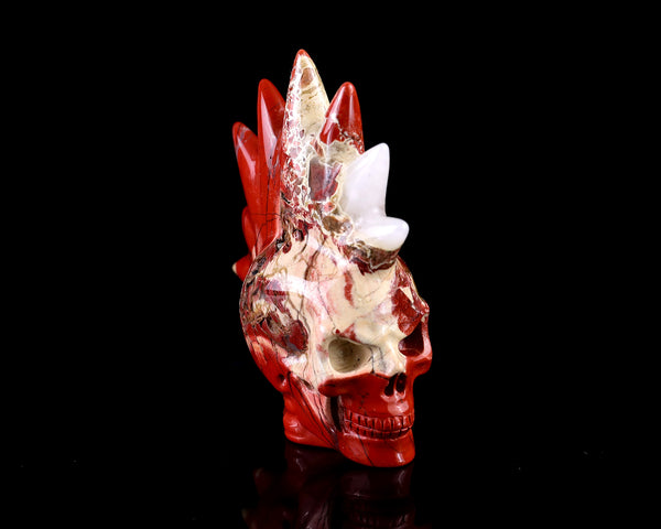 2.7" Red Jasper Hand Carved Crystal Realistic Punk Skull Sculpture crysvibe