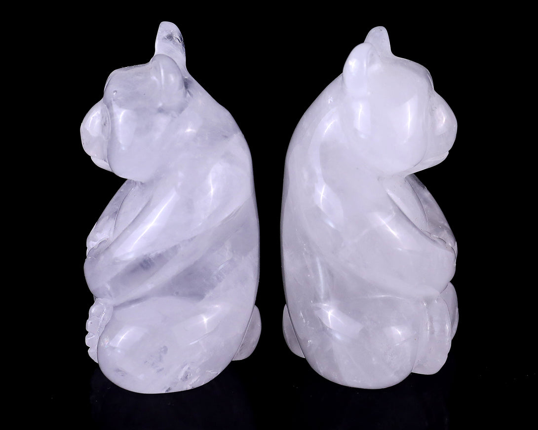 2.8" Angolan Quartz Hand Carved Crystal Panda Sculpture crysvibe