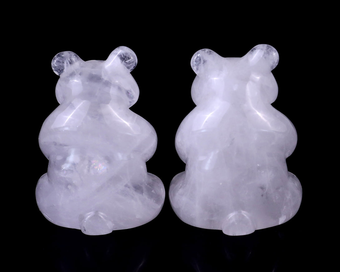 2.8" Angolan Quartz Hand Carved Crystal Panda Sculpture crysvibe