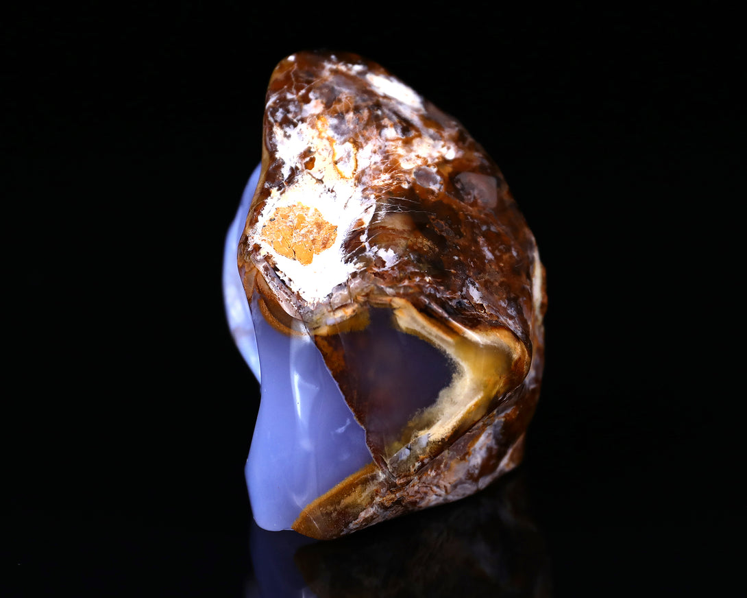 2.8" Blue Chalcedony Hand Carved Mineral Specimen Skull Sculpture crysvibe