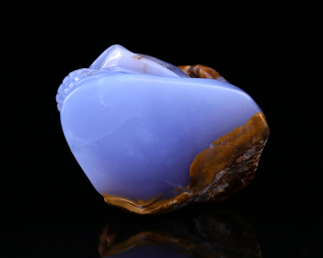 2.8" Blue Chalcedony Hand Carved Mineral Specimen Skull Sculpture crysvibe