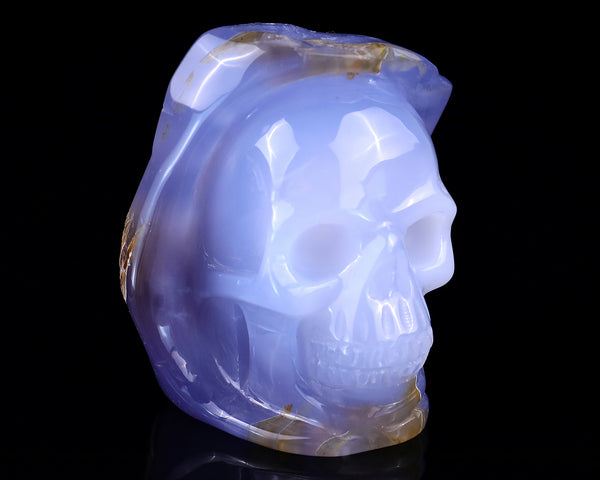 2.8" Blue Chalcedony Hand Carved Mineral Specimen Skull Sculpture crysvibe