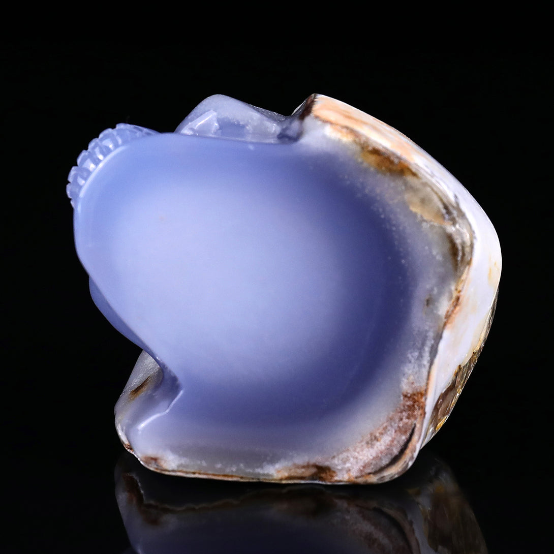 2.8" Blue Chalcedony Hand Carved Mineral Specimen Skull Sculpture crysvibe