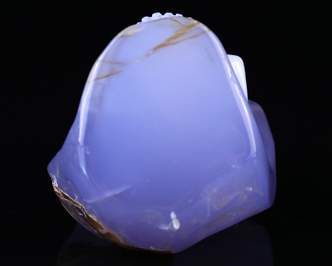 2.8" Blue Chalcedony Hand Carved Mineral Specimen Skull Sculpture crysvibe