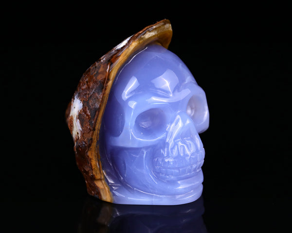 2.8" Blue Chalcedony Hand Carved Mineral Specimen Skull Sculpture crysvibe