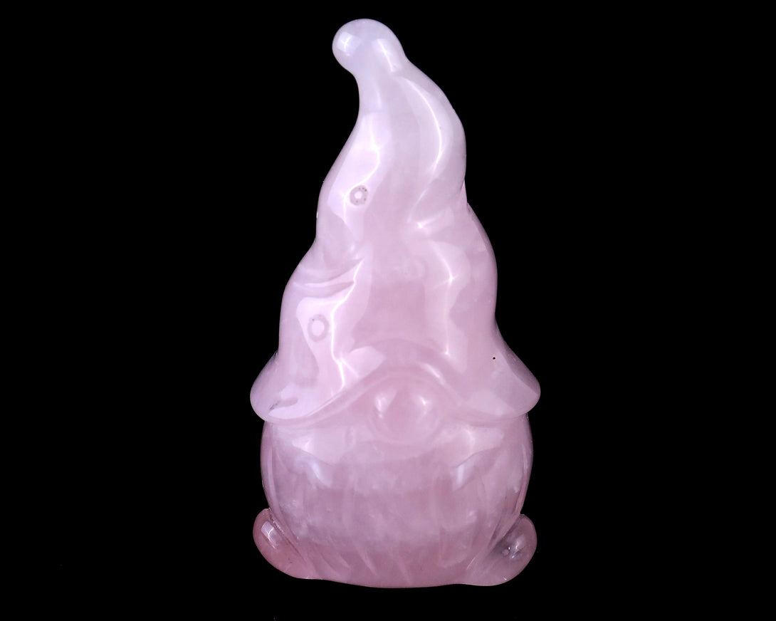 2.8” Natural Rose Quartz Hand Carved Crystal Bearded Elf Sculpture, Halloween Gift crysvibe