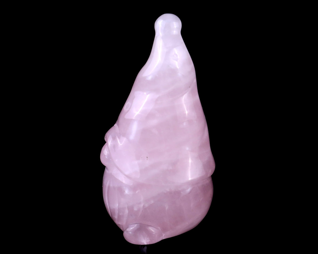 2.8” Natural Rose Quartz Hand Carved Crystal Bearded Elf Sculpture, Halloween Gift crysvibe