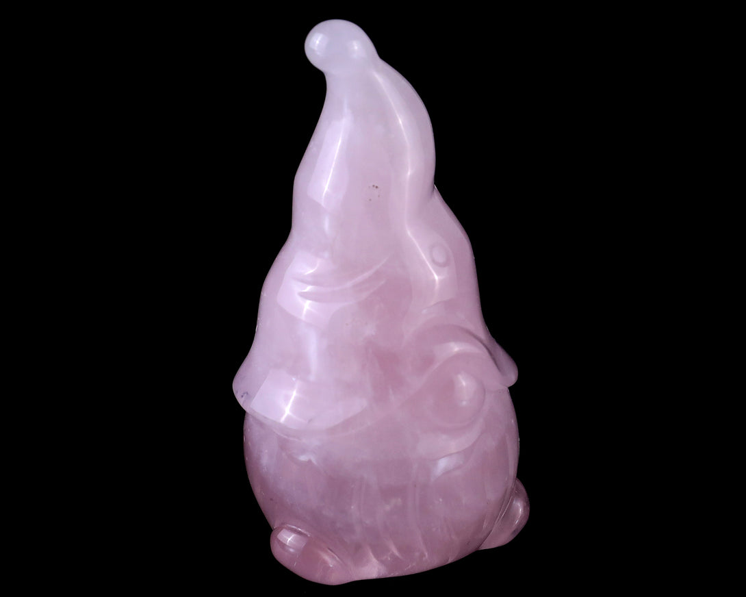 2.8” Natural Rose Quartz Hand Carved Crystal Bearded Elf Sculpture, Halloween Gift crysvibe