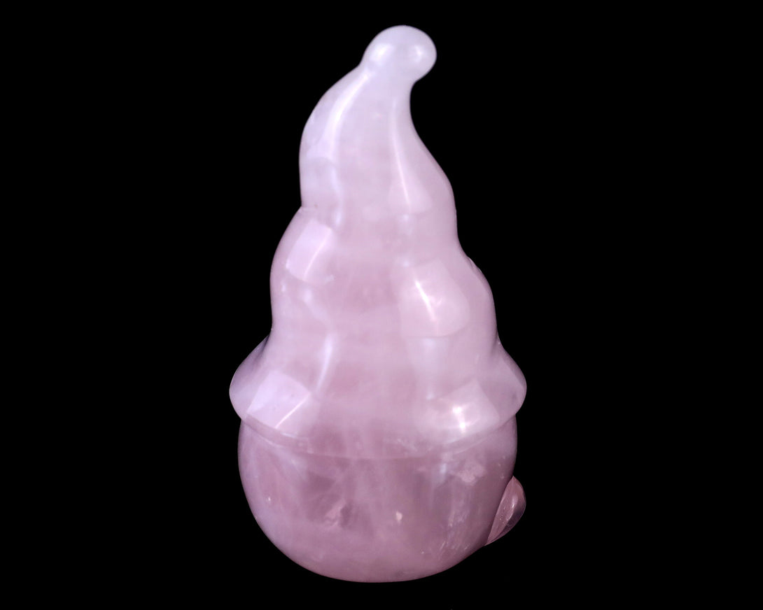 2.8” Natural Rose Quartz Hand Carved Crystal Bearded Elf Sculpture, Halloween Gift crysvibe