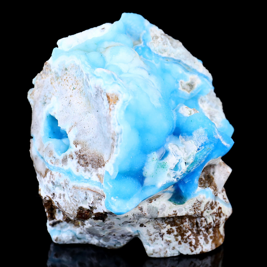 2.9" Blue Aragonite Hand Carved Mineral Specimen Skull Sculpture crysvibe