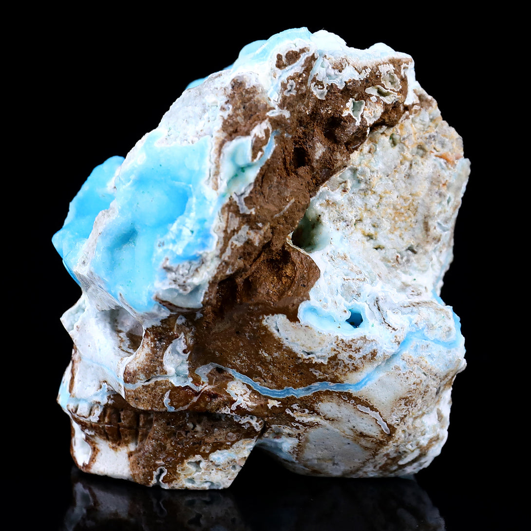 2.9" Blue Aragonite Hand Carved Mineral Specimen Skull Sculpture crysvibe