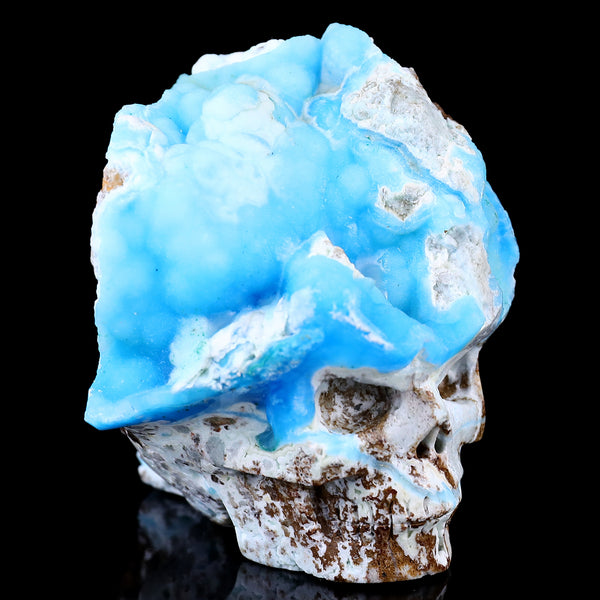 2.9" Blue Aragonite Hand Carved Mineral Specimen Skull Sculpture crysvibe