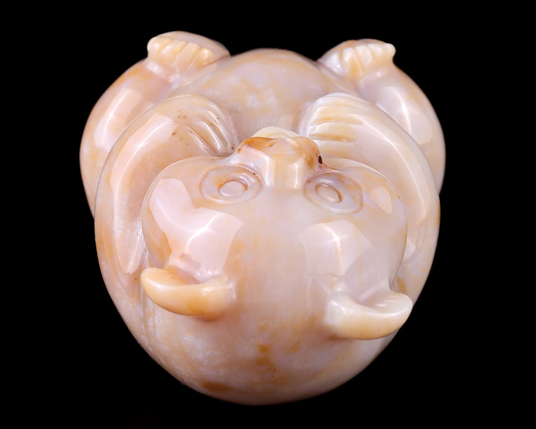 2.9" Chalcedony Hand Carved Crystal Panda Sculpture crysvibe