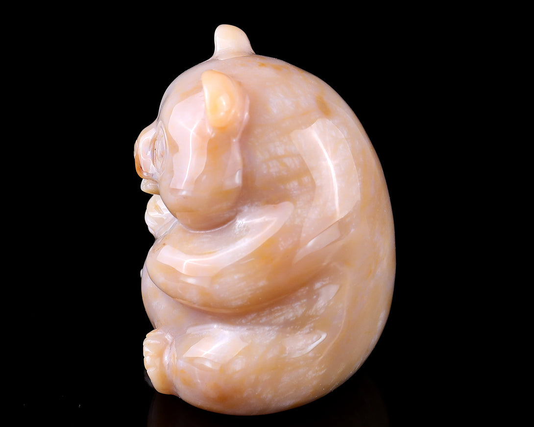 2.9" Chalcedony Hand Carved Crystal Panda Sculpture crysvibe