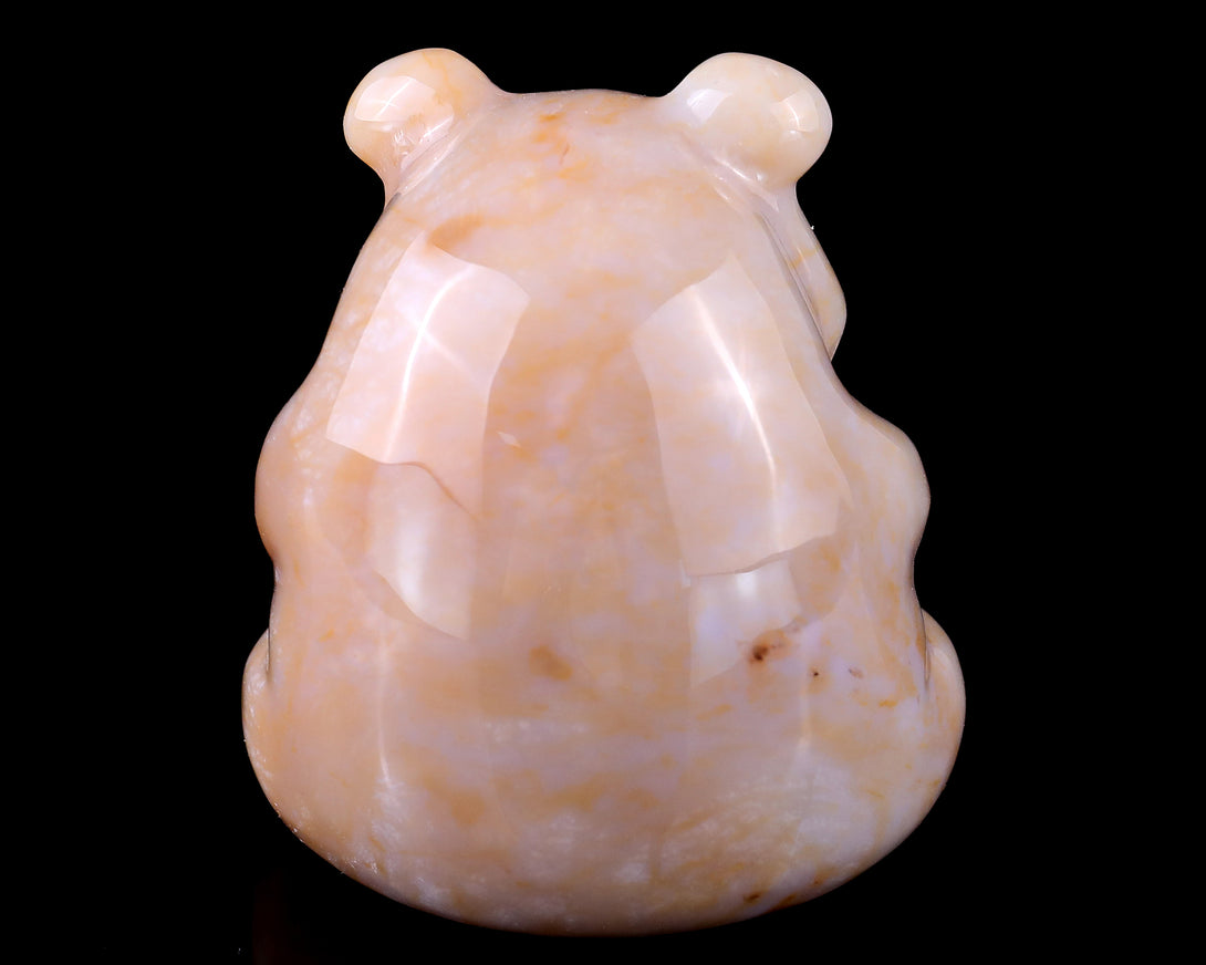 2.9" Chalcedony Hand Carved Crystal Panda Sculpture crysvibe