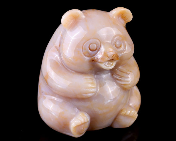 2.9" Chalcedony Hand Carved Crystal Panda Sculpture crysvibe