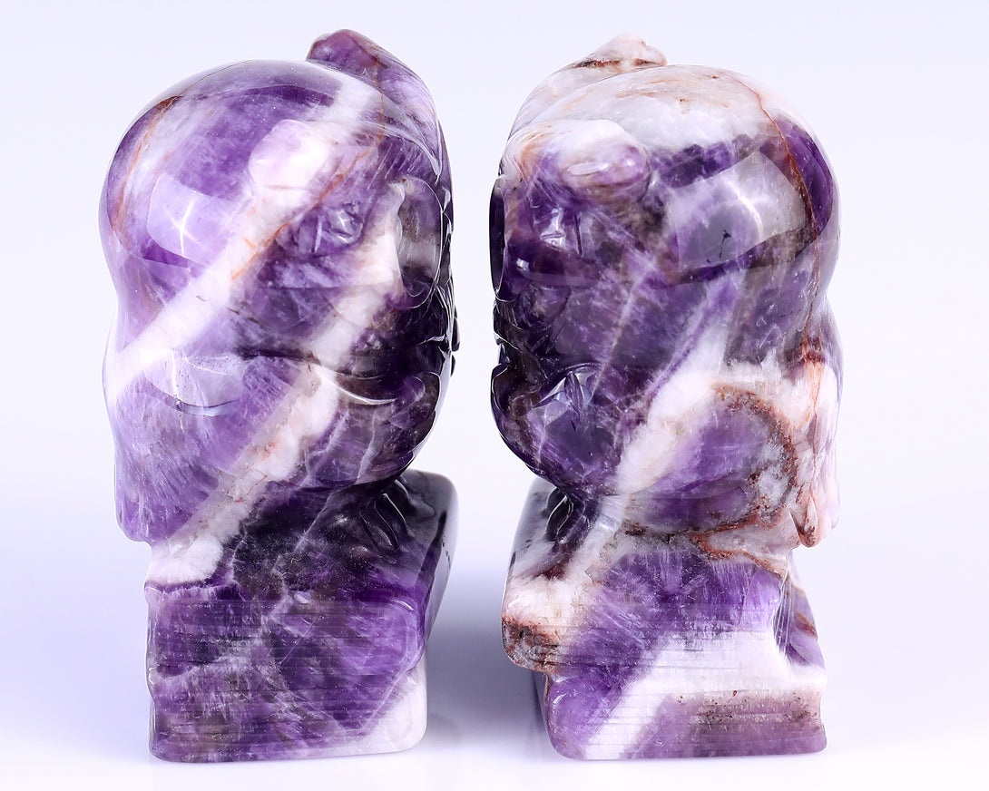 2.9" Dream Amethyst Hand Carved Crystal Owl Sculpture crysvibe