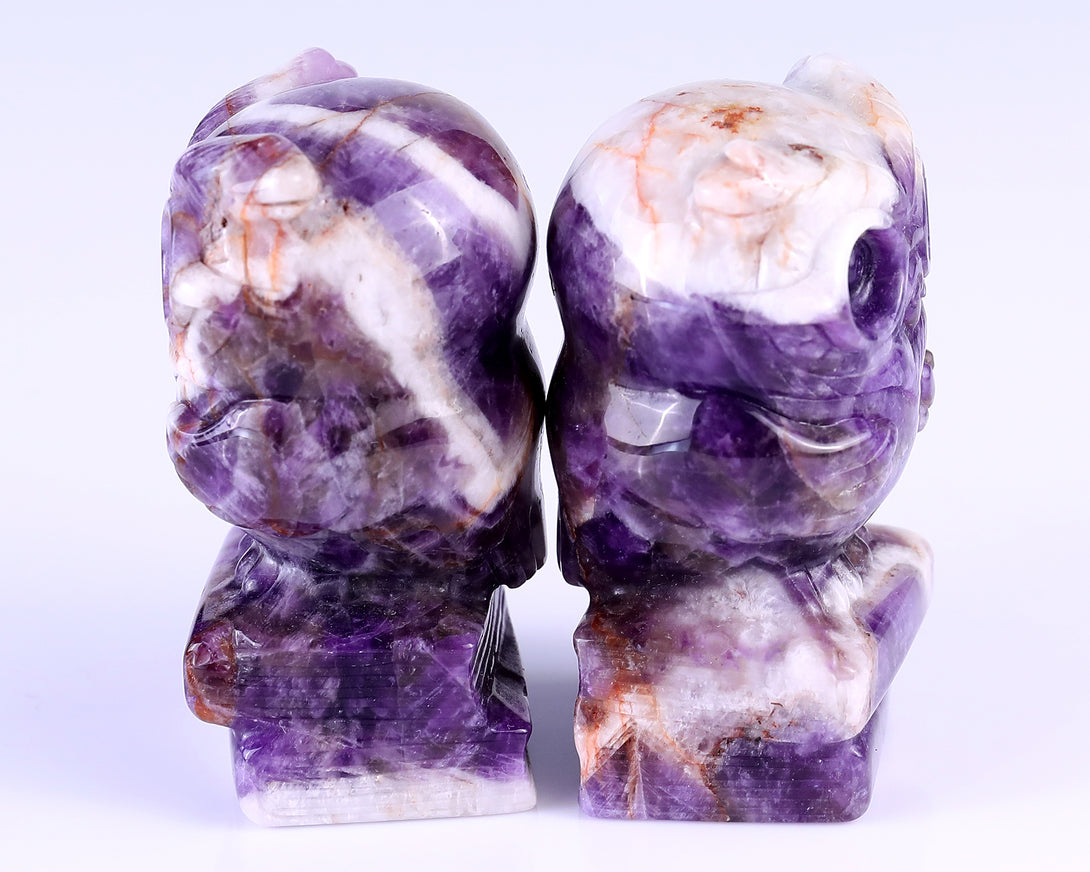 2.9" Dream Amethyst Hand Carved Crystal Owl Sculpture crysvibe