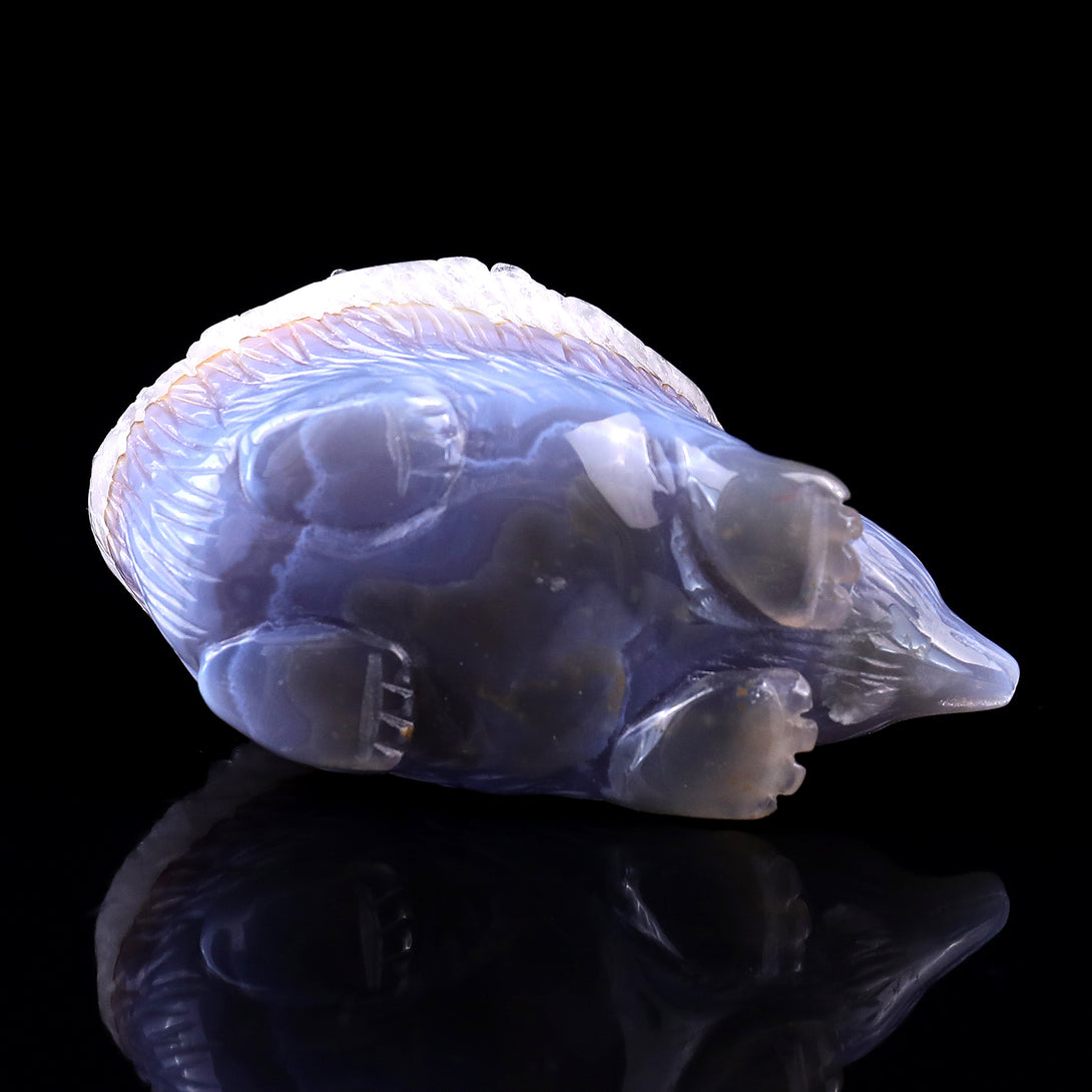 2.9" Quartz Rock Druse Hand Carved Crystal Hedgehog Sculpture crysvibe