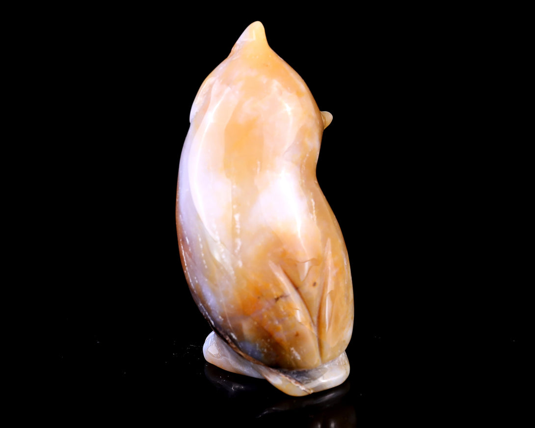 3.0" Chalcedony Hand Carved Crystal Owl Sculpture crysvibe