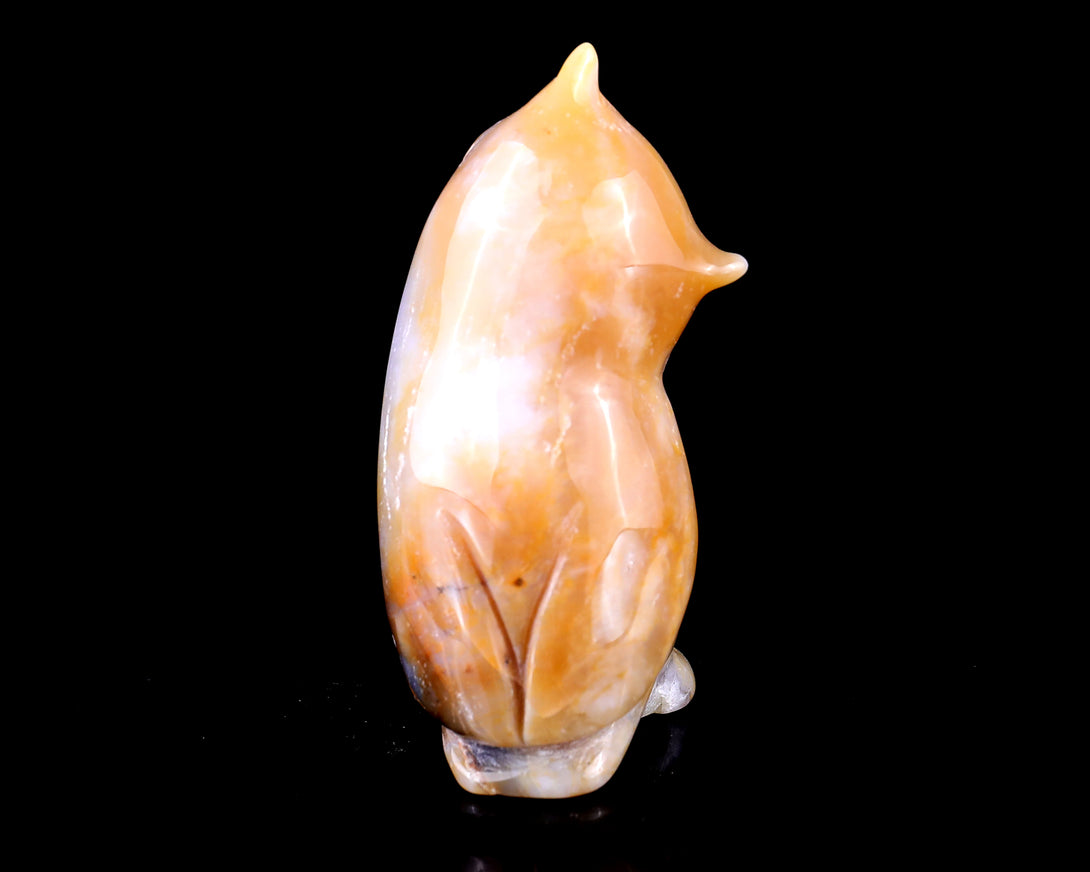 3.0" Chalcedony Hand Carved Crystal Owl Sculpture crysvibe