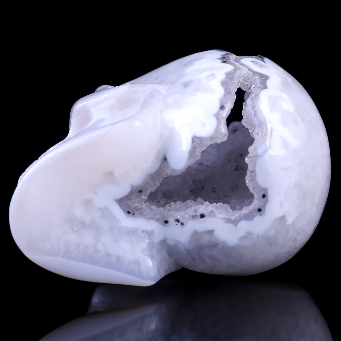 3.0" Geode Agate Hand Carved Crystal Geode Skull Sculpture crysvibe