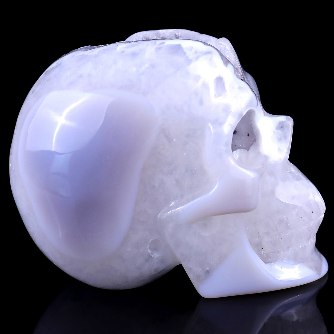 3.0" Geode Agate Hand Carved Crystal Geode Skull Sculpture crysvibe