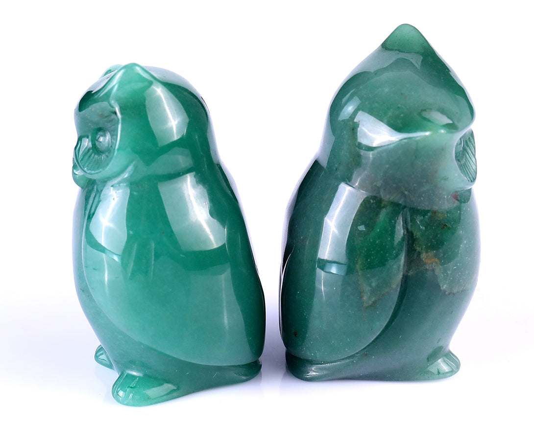 3.0" Green Aventurine Hand Carved Crystal Owl Sculpture crysvibe