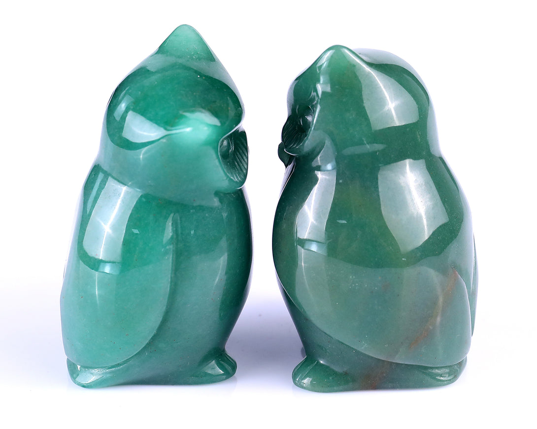 3.0" Green Aventurine Hand Carved Crystal Owl Sculpture crysvibe