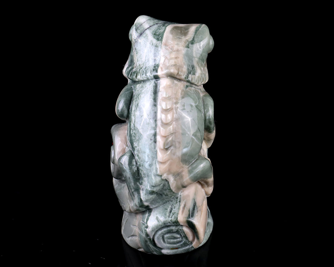 3.0" Jiulong Jade Hand Carved Crystal Lizard Sculpture crysvibe