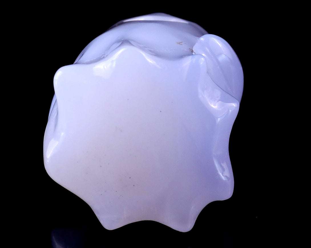 3.0” Natural Blue Chalcedony Hand Carved Crystal Ghost Sculpture, Halloween Gift crysvibe