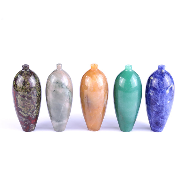 3.0" Natural Gemstone Hand Carved Crystal Vase,Incense Holder Sculpture crysvibe