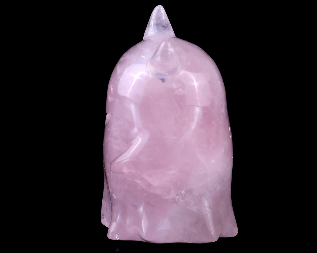 3.0” Natural Rose Quartz Hand Carved Crystal Ghost Sculpture, Halloween Gift crysvibe